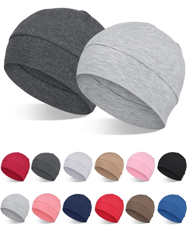 2Pcs/4Pcs 100% Bamboo Viscose Beanies for Men Women Helmet Liner Lightweight Sleeping Cap for Chemo Hair Loss