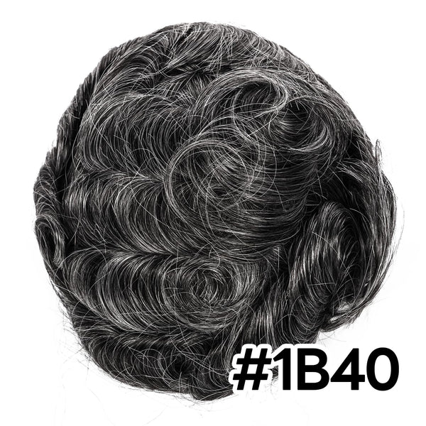 Menn toupee hårsystem Ultra tynn hudhårstykke europeisk menneskehår erstatning 0,02-0,10 mm v-loop toupee for menn. (2# Darkest Brown, 8x10-0.06mm-0.08mm V-loop)