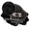 Toupee for menn hår erstatningssystem sveitsisk blonder menn toupee europeisk menneskehår hd blonder hårsystem poly hud pu rundt menn hårstykke. (Nr. 1 Jet Black, 7x9 "-100% Light Med-Light Density)