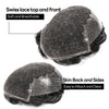 Swiss Lace Toupee for Men Hairpiece European Humanhair Replacement System Lace Front Men Toupee BleachedKnot Hairpiece. (320# Dark Brown with 20% Grey, 6x8"-100% Light Med-Light Density)