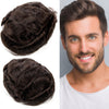 Menn toupee hårsystem Ultra tynn hudhårstykke europeisk menneskehår erstatning 0,02-0,10 mm v-loop toupee for menn. (2# Darkest Brown, 8x10-0.06mm-0.08mm V-loop)