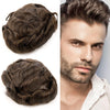 Menn toupee hårsystem Ultra tynn hudhårstykke europeisk menneskehår erstatning 0,02-0,10 mm v-loop toupee for menn. (2# Darkest Brown, 8x10-0.06mm-0.08mm V-loop)