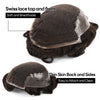 Swiss Lace Toupee for Men Hairpiece European Humanhair Replacement System Lace Front Men Toupee BleachedKnot Hairpiece. (320# Dark Brown with 20% Grey, 6x8"-100% Light Med-Light Density)