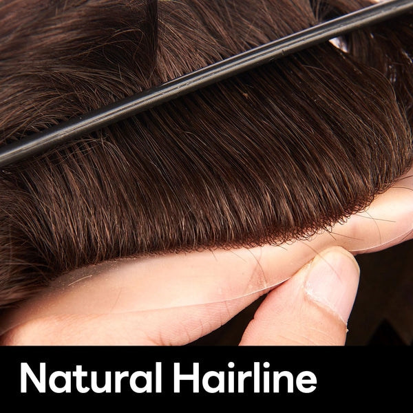 Generic French Lace Mens Toupee Poly Pu Around Toupee for Men Hair Piece European Human Hair Replacement System (17# Dark Ash Blonde, 7x9""-120% Medium Light to Medium Density)