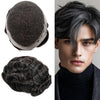 Blavzehair Mens Toupee Swiss Lace Hairpieces European HumarHair Replacement System Natural Hairline Toupee for Men Lacenter with Pu Men Hair System. (1B# OFF BLACK, 6"X9).