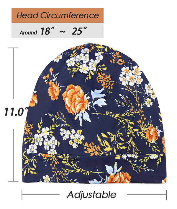 FocusCare Satin Lined Sleep Slouchy Cap Curly Girl Slap Headwear Gifts for Frizzy Hair Women