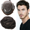 Generisk toupee for menn hårsystem fransk blonder front herre toupee europeisk menneskehår stykke fint mono hår erstatningssystem (1b# av svart, 8x10 ""-120% middels lys til middels tetthet)