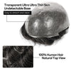 Menn toupee hårsystem menneskehår erstatning for menn 0,04 mm ultra tynn hud toupee for menn v-looped hårstykke (220# mørkest brun med 20% grå, 8x10 "-100% lys med-lys tetthet)