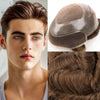 Generisk toupee for menn hårsystem fransk blonder front herre toupee europeisk menneskehår stykke fint mono hår erstatningssystem (1b# av svart, 8x10 ""-120% middels lys til middels tetthet)
