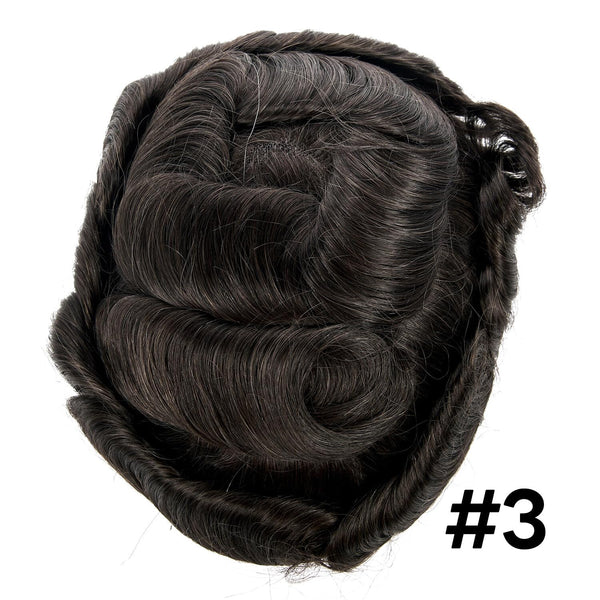 Mens Toupee Human Hair Pieces Wigs Durable Hair Replacement Systems for Men Wigs Fine Mono