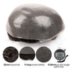 Menn toupee hårsystem Ultra tynn hudhårstykke europeisk menneskehår erstatning 0,02-0,10 mm v-loop toupee for menn. (2# Darkest Brown, 8x10-0.06mm-0.08mm V-loop)