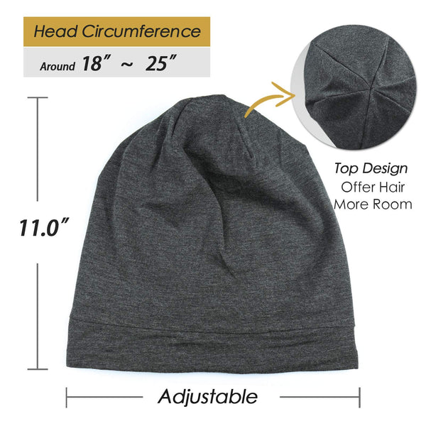 FocusCare Satin Lined Sleep Slouchy Cap Curly Girl Slap Headwear Gifts for Frizzy Hair Women
