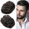 Menn toupee hårsystem Ultra tynn hudhårstykke europeisk menneskehår erstatning 0,02-0,10 mm v-loop toupee for menn. (2# Darkest Brown, 8x10-0.06mm-0.08mm V-loop)