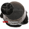 Blavzehair Mens Toupee Swiss Lace Hairpieces European HumarHair Replacement System Natural Hairline Toupee for Men Lacenter with Pu Men Hair System. (1B# OFF BLACK, 6"X9).