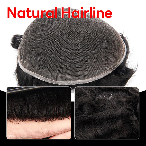 Human Hair Men's Hair Replacement System Full Swiss Lace Front Undetectable Breathable Men's Toupee (5# Medium Light Brown, 8x10-100% Light Med-Light Density)
