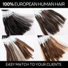 Mens toupee hårprøver for testing av farge, 66 farger, 100% ekte naturlig europeisk menneskehår, 66 tråder per pakke, 6 tommer.