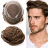 Generisk toupee for menn hårsystem fransk blonder front herre toupee europeisk menneskehår stykke fint mono hår erstatningssystem (1b# av svart, 8x10 ""-120% middels lys til middels tetthet)