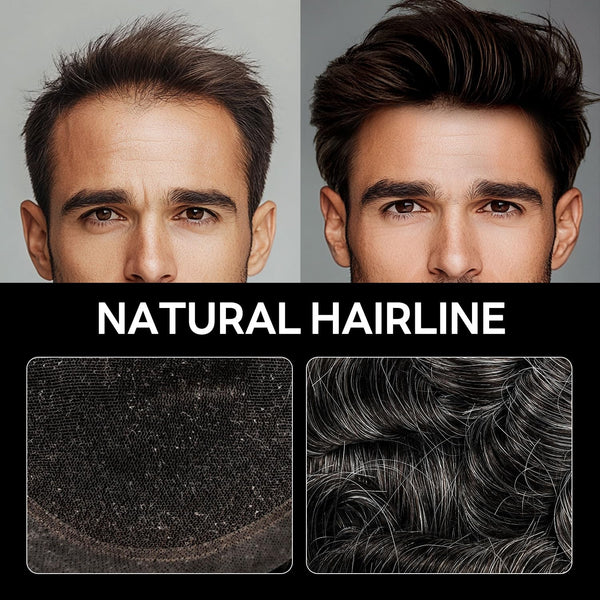 Generic French Lace Mens Toupee Poly Pu Around Toupee for Men Hair Piece European Human Hair Replacement System (17# Dark Ash Blonde, 7x9""-120% Medium Light to Medium Density)