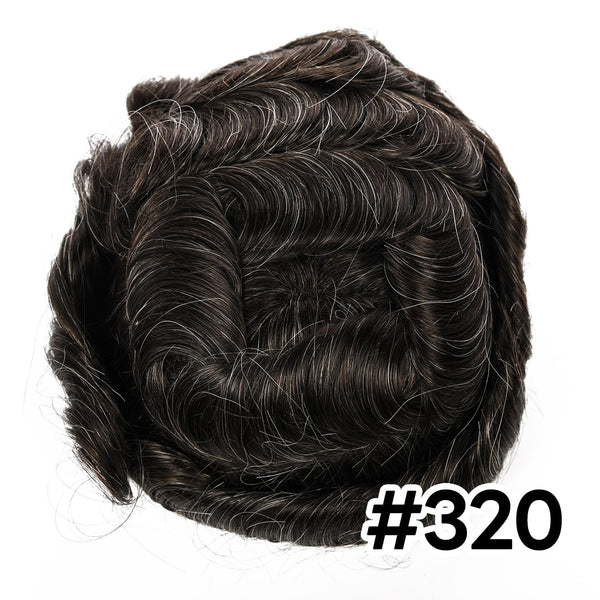 Mens Toupee Human Hair Pieces Wigs Durable Hair Replacement Systems for Men Wigs Fine Mono