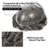 Menn toupee hårsystem Ultra tynn hudhårstykke europeisk menneskehår erstatning 0,02-0,10 mm v-loop toupee for menn. (2# Darkest Brown, 8x10-0.06mm-0.08mm V-loop)