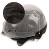 Menn toupee hårsystem menneskehår erstatning for menn 0,04 mm ultra tynn hud toupee for menn v-looped hårstykke (220# mørkest brun med 20% grå, 8x10 "-100% lys med-lys tetthet)