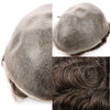 Menn toupee hårsystem menneskehår erstatning for menn 0,04 mm ultra tynn hud toupee for menn v-looped hårstykke (220# mørkest brun med 20% grå, 8x10 "-100% lys med-lys tetthet)