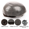 Menn toupee hårsystem Ultra tynn hudhårstykke europeisk menneskehår erstatning 0,02-0,10 mm v-loop toupee for menn. (2# Darkest Brown, 8x10-0.06mm-0.08mm V-loop)