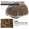 Human Hair Men's Hair Replacement System Full Swiss Lace Front Undetectable Breathable Men's Toupee (5# Medium Light Brown, 8x10-100% Light Med-Light Density)
