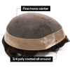 Generic Hair System For Men Toupee Fine Mono Hair Piece European Human Hair Replacement NPU Skin Around Toupee For Men (5# Medium Light Brown, 8x10""-120% Medium Light to Medium Density)
