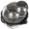 Swiss Lace Toupee for Men Hairpiece European Humanhair Replacement System Lace Front Men Toupee BleachedKnot Hairpiece. (320# Dark Brown with 20% Grey, 6x8"-100% Light Med-Light Density)
