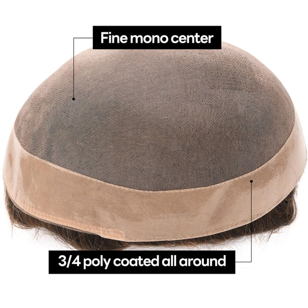 Generic Hair System For Men Toupee Fine Mono Hair Piece European Human Hair Replacement NPU Skin Around Toupee For Men (5# Medium Light Brown, 8x10""-120% Medium Light to Medium Density)
