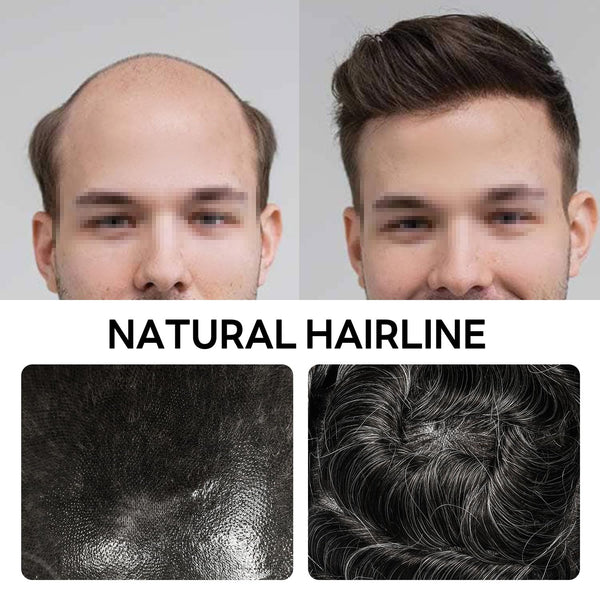 Menn toupee hårsystem menneskehår erstatning for menn 0,04 mm ultra tynn hud toupee for menn v-looped hårstykke (220# mørkest brun med 20% grå, 8x10 "-100% lys med-lys tetthet)