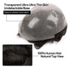 Menn toupee hårsystem menneskehår erstatning for menn 0,04 mm ultra tynn hud toupee for menn v-looped hårstykke (220# mørkest brun med 20% grå, 8x10 "-100% lys med-lys tetthet)