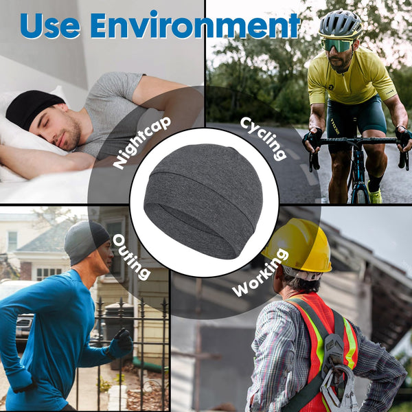 2Pcs/4Pcs 100% Bamboo Viscose Beanies for Men Women Helmet Liner Lightweight Sleeping Cap for Chemo Hair Loss
