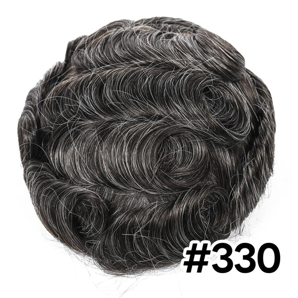 Generisk toupee for menn hårsystem fransk blonder front herre toupee europeisk menneskehår stykke fint mono hår erstatningssystem (1b# av svart, 8x10 ""-120% middels lys til middels tetthet)