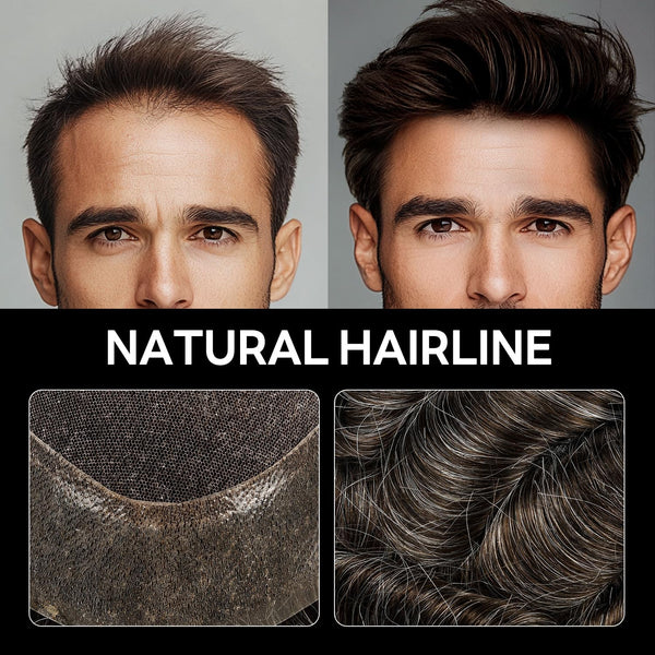 Generic French Lace Mens Toupee Poly Pu Around Toupee for Men Hair Piece European Human Hair Replacement System (17# Dark Ash Blonde, 7x9""-120% Medium Light to Medium Density)