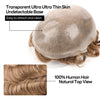 Menn toupee hårsystem Ultra tynn hudhårstykke europeisk menneskehår erstatning 0,02-0,10 mm v-loop toupee for menn. (2# Darkest Brown, 8x10-0.06mm-0.08mm V-loop)