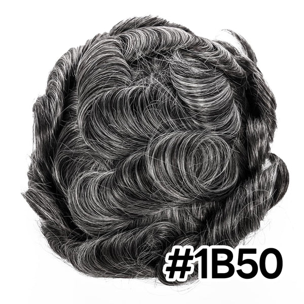 Menn toupee hårsystem Ultra tynn hudhårstykke europeisk menneskehår erstatning 0,02-0,10 mm v-loop toupee for menn. (2# Darkest Brown, 8x10-0.06mm-0.08mm V-loop)