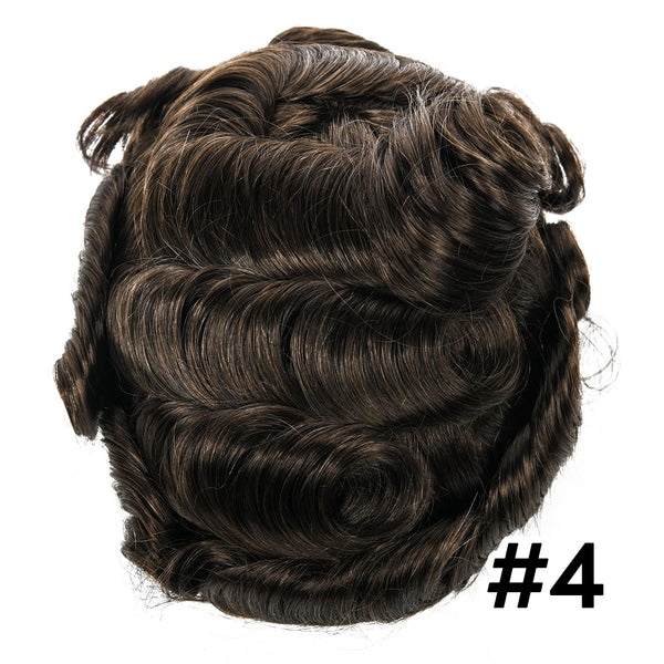 Menn toupee hårsystem menneskehår erstatning for menn 0,04 mm ultra tynn hud toupee for menn v-looped hårstykke (220# mørkest brun med 20% grå, 8x10 "-100% lys med-lys tetthet)