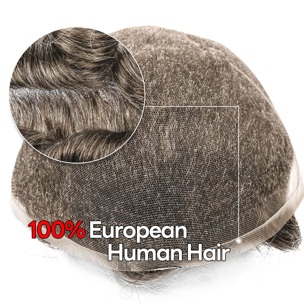 Human Hair Men's Hair Replacement System Full Swiss Lace Front Undetectable Breathable Men's Toupee (5# Medium Light Brown, 8x10-100% Light Med-Light Density)