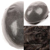 Menn toupee hårsystem menneskehår erstatning for menn 0,04 mm ultra tynn hud toupee for menn v-looped hårstykke (220# mørkest brun med 20% grå, 8x10 "-100% lys med-lys tetthet)