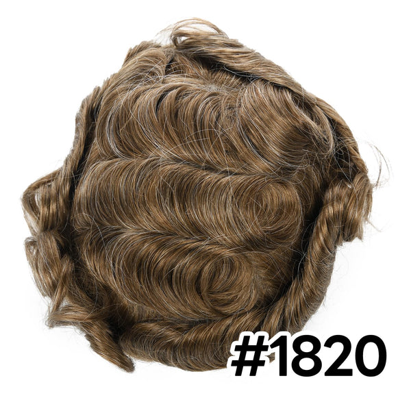 Menn toupee hårsystem Ultra tynn hudhårstykke europeisk menneskehår erstatning 0,02-0,10 mm v-loop toupee for menn. (2# Darkest Brown, 8x10-0.06mm-0.08mm V-loop)