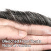 Swiss Lace Toupee for Men Hairpiece European Humanhair Replacement System Lace Front Men Toupee BleachedKnot Hairpiece. (320# Dark Brown with 20% Grey, 6x8"-100% Light Med-Light Density)