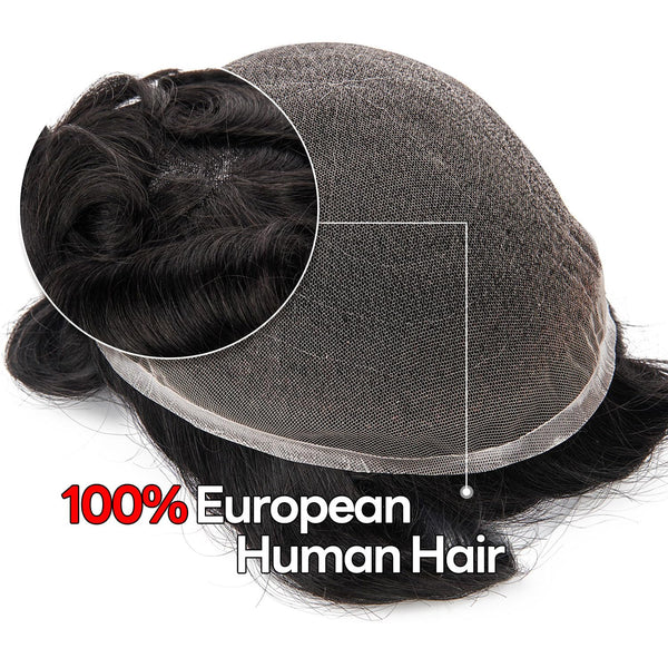 Human Hair Men's Hair Replacement System Full Swiss Lace Front Undetectable Breathable Men's Toupee (5# Medium Light Brown, 8x10-100% Light Med-Light Density)