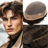 Generic Hair System For Men Toupee Fine Mono Hair Piece European Human Hair Replacement NPU Skin Around Toupee For Men (5# Medium Light Brown, 8x10""-120% Medium Light to Medium Density)