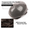 Menn toupee hårsystem menneskehår erstatning for menn 0,04 mm ultra tynn hud toupee for menn v-looped hårstykke (220# mørkest brun med 20% grå, 8x10 "-100% lys med-lys tetthet)