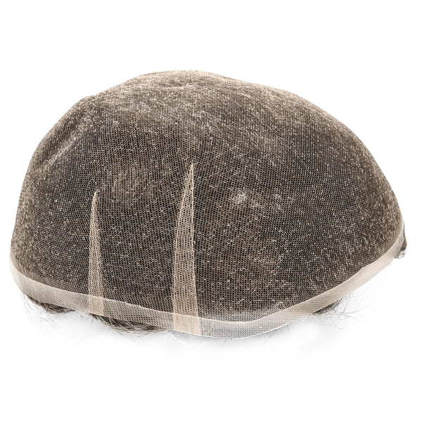 Human Hair Men's Hair Replacement System Full Swiss Lace Front Undetectable Breathable Men's Toupee (5# Medium Light Brown, 8x10-100% Light Med-Light Density)