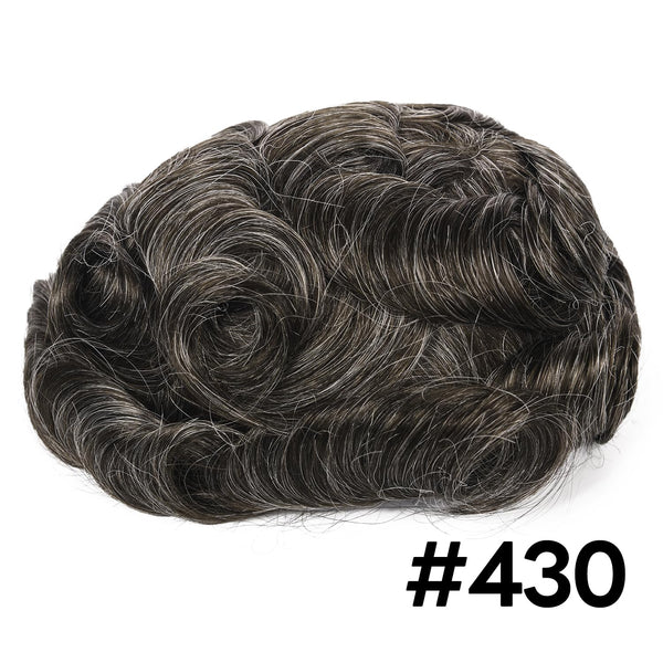 Human Hair Men's Hair Replacement System Full Swiss Lace Front Undetectable Breathable Men's Toupee (5# Medium Light Brown, 8x10-100% Light Med-Light Density)