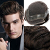 Toupee for menn hår erstatningssystem sveitsisk blonder menn toupee europeisk menneskehår hd blonder hårsystem poly hud pu rundt menn hårstykke. (Nr. 1 Jet Black, 7x9 "-100% Light Med-Light Density)