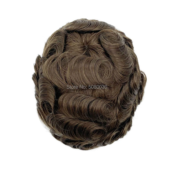 Skin Base Men Toupee Strong Knot Hair Replacement Undetectable Front Hair Line
